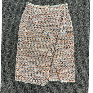H&M Womens Multicolor Tweed Knee Length Frayed Wrap Pencil Skirt Size 38 (8)